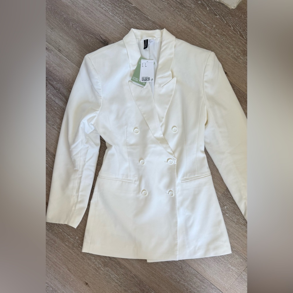 H&M NWT Elegant White Double-Breasted Women's Blazer size S - Picture 2 of 7
